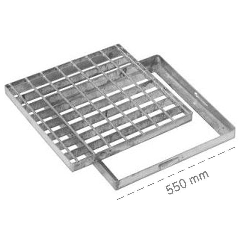 Griglia quadrata con telaio Dakota 550x550mm Classe 1 in acciaio zincato per pozzetti Dakota - 1