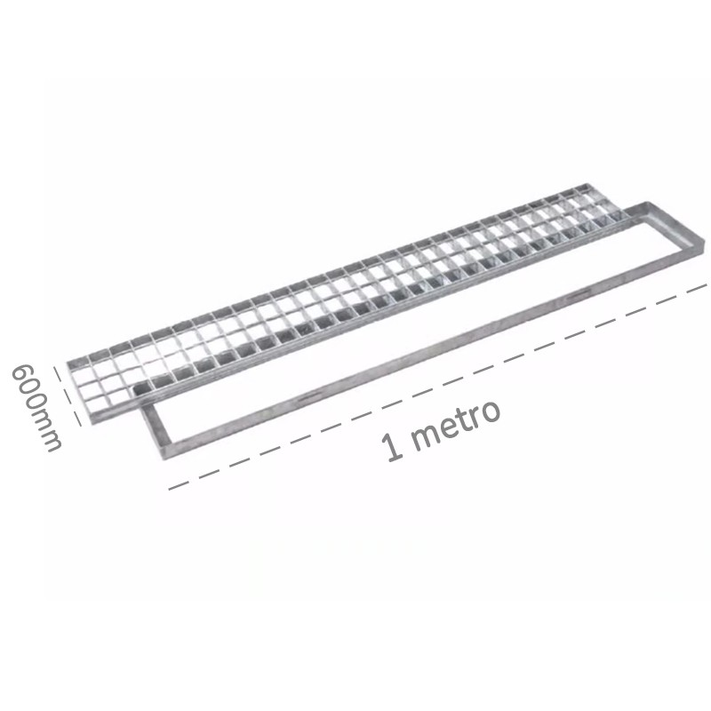 Griglia rettangolare con telaio Dakota 1000x600mm Classe 1 in acciaio zincato per raccolta acqua Dakota - 1