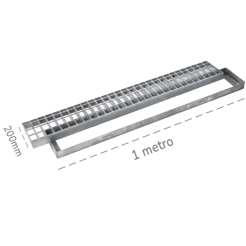 Griglia pesante con telaio Dakota 1000x200mm Classe 4 in acciaio zincato per raccolta acqua Dakota - 1