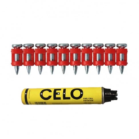 Chiodi steccati a sparo Celo XHA Ø3x17mm per chiodatrice a gas + bombola gas (800pz)