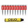 Chiodi steccati a sparo Celo XHA Ø3x27mm per chiodatrice a gas + bombola gas (800pz)