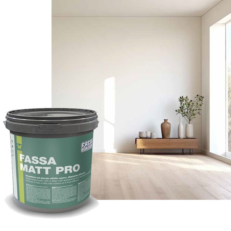 Idropittura per interni traspirante bianca Fassa Bortolo Matt Pro effetto opaco altamente diffusivo (Secchio 14 lt) Fassa Bortol