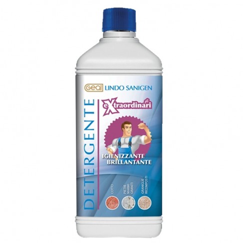 Detergente neutro con brillantante Geal Lindo Sanigel  a base di estratti vegetali, tanica 1 litro Geal - 1