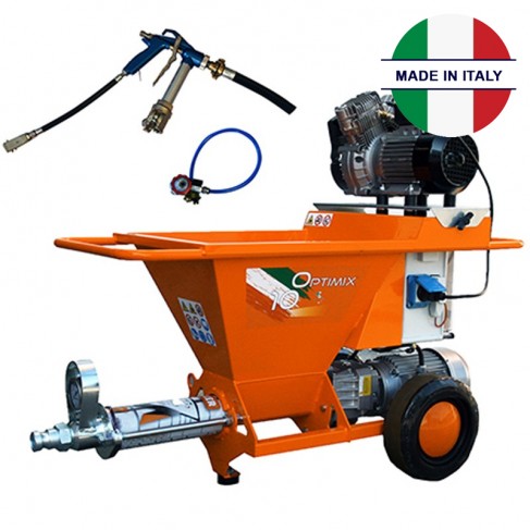 Intonacatrice compatta Mixer Optimix 10 3kW per rivestimenti, serbatoio da 70 litri