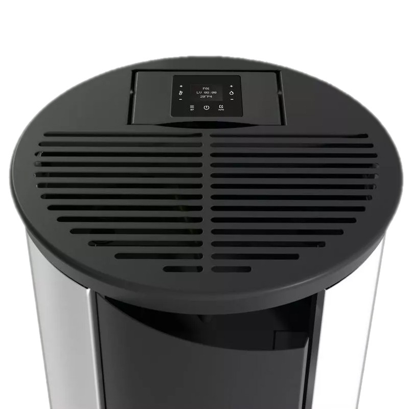 Stufa a pellet ermetica TermoVana Fancy 12 BACK Tortora Vintage canalizzabile con scarico posteriore, 11kW