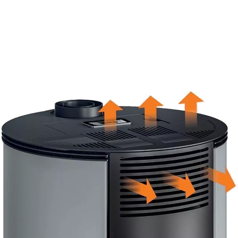 Stufa a pellet ermetica TermoVana Fancy 12 PJ Grafite Opaco canalizzabile con scarico superiore Poujoulat, 11kW