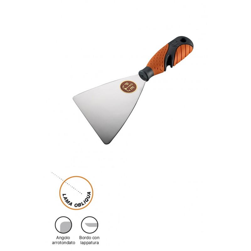 Spatola Pavan 501/ISO in acciaio inox obliqua con manico Sintesi (Misura 100 mm) Pavan - 1