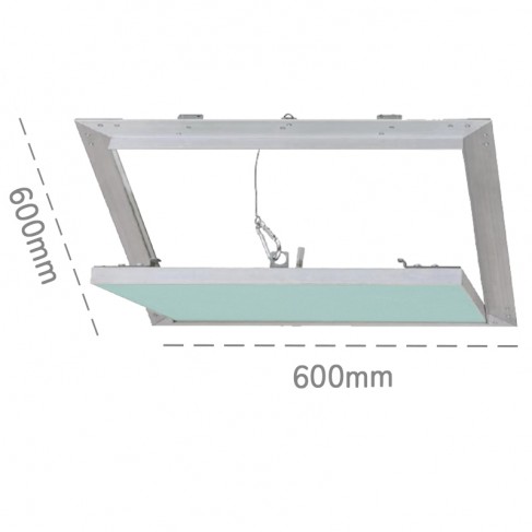 Botola d'ispezione Dakota AluHydro 600x600mm per soffitti/pareti in cartongesso, lastra idro 12,5mm