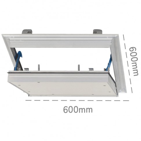 Botola d'ispezione Dakota Alumatic EI60 600x600mm per controsoffitti in cartongesso, lastra fuoco 30mm