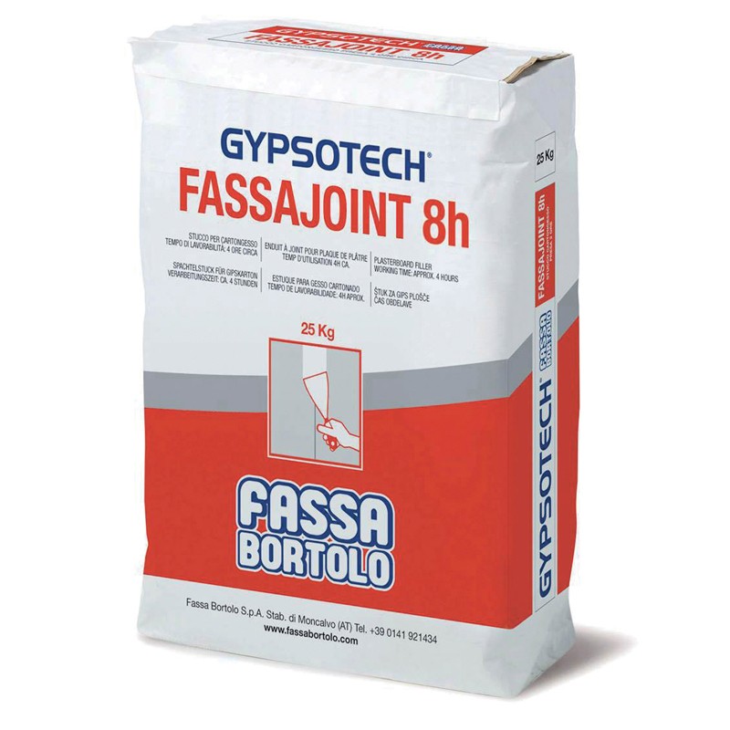Stucco per cartongesso Fassa Bortolo Fassajoint 8h, lavorazione 8 ore (Sacco da 25Kg)