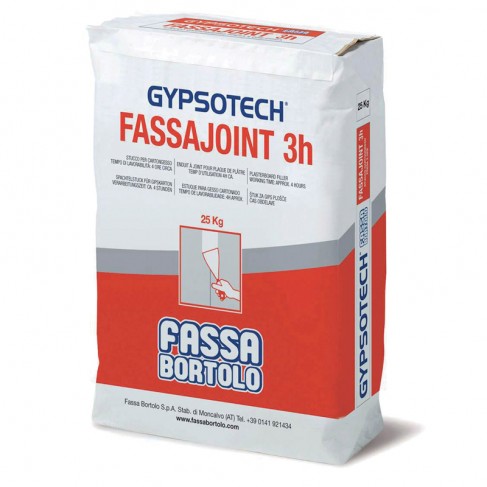 Stucco per cartongesso Fassa Bortolo Fassajoint 3h, lavorazione 3 ore (Sacco da 25Kg)