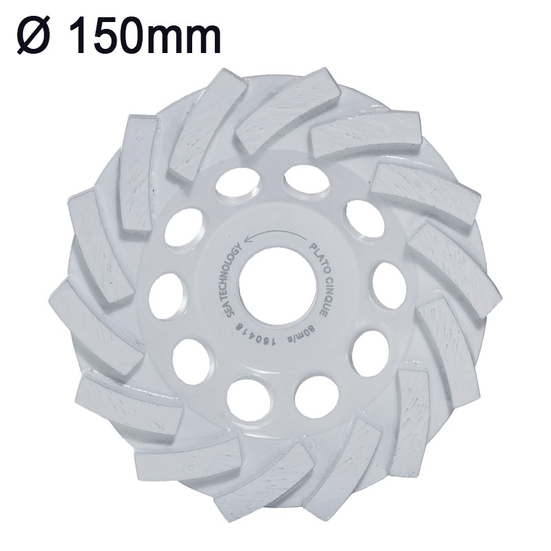 Platorello a secco SeaTechnology Plato Cinque Standard sgrossatura cemento, 150mm, foro 22,2mm