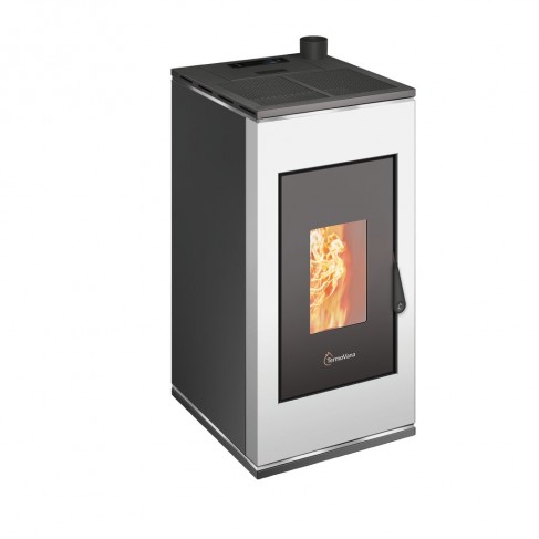 Stufa a pellet ermetica TermoVana Sofia 9 UP Bianco Opaco con uscita fumi superiore, 8kW