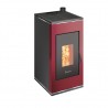 Stufa a pellet ermetica TermoVana Sofia 9 UP Bordeaux Vintage con uscita fumi superiore, 8kW