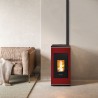 Stufa a pellet ermetica TermoVana Sofia 9 UP Bordeaux Vintage con uscita fumi superiore, 8kW