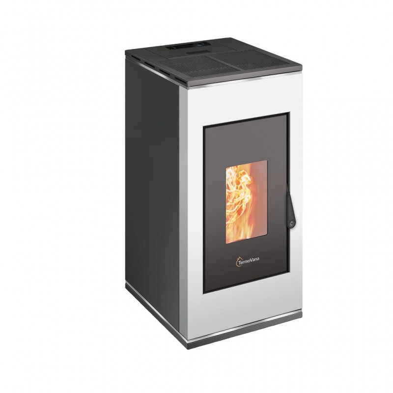 Stufa a pellet ermetica TermoVana Sofia 9 BACK Bianco Opaco con uscita fumi posteriore, 8kW