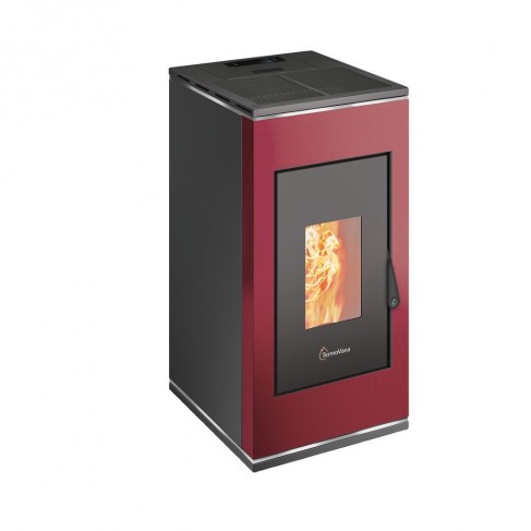 Stufa a pellet ermetica TermoVana Sofia 9 BACK Bordeaux Vintage con uscita fumi posteriore, 8kW