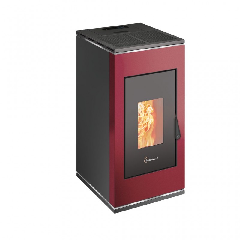Stufa a pellet ermetica TermoVana Sofia 9 BACK Bordeaux Vintage con uscita fumi posteriore, 8kW