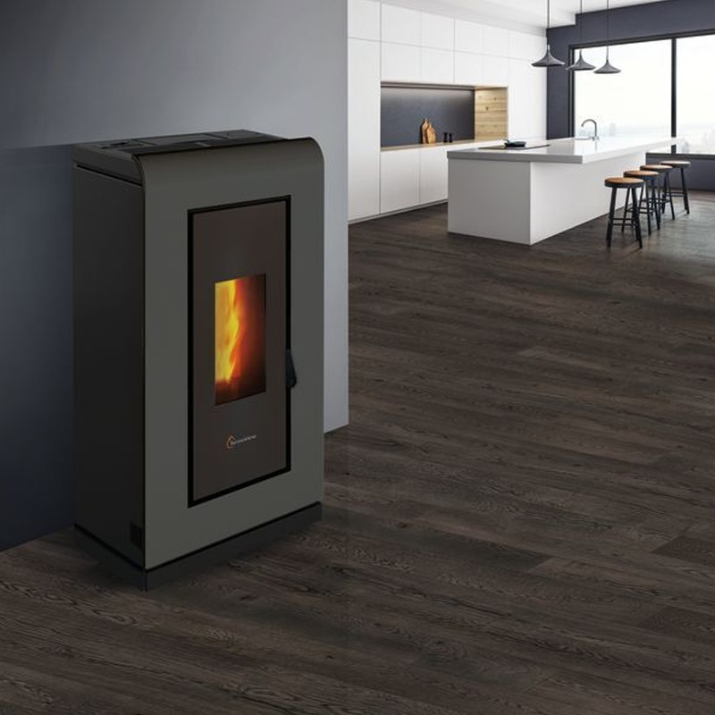 Stufa a pellet ermetica TermoVana King 12 Grafite Opaco canalizzabile, 11kW