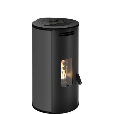 Stufa a pellet ermetica TermoVana Louvre 9 Back Grafite Opaco con scarico posteriore, 8,8kW