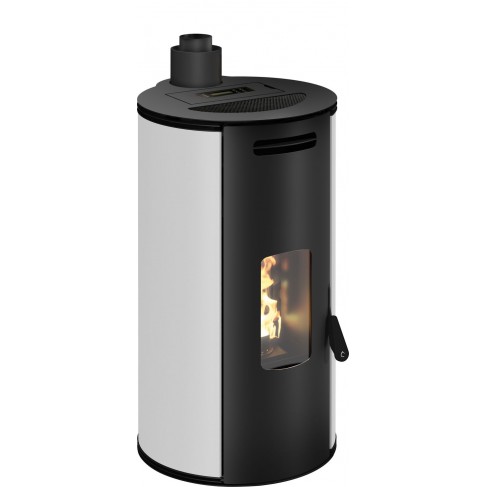 Stufa a pellet ermetica TermoVana Louvre 9 PJ Bianco Opaco con scarico superiore Poujoulat, 8,8kW