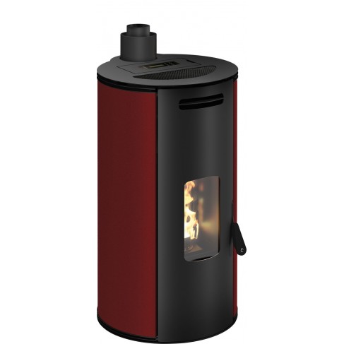 Stufa a pellet ermetica TermoVana Louvre 9 PJ Bordeaux Vintage con scarico superiore Poujoulat, 8,8kW
