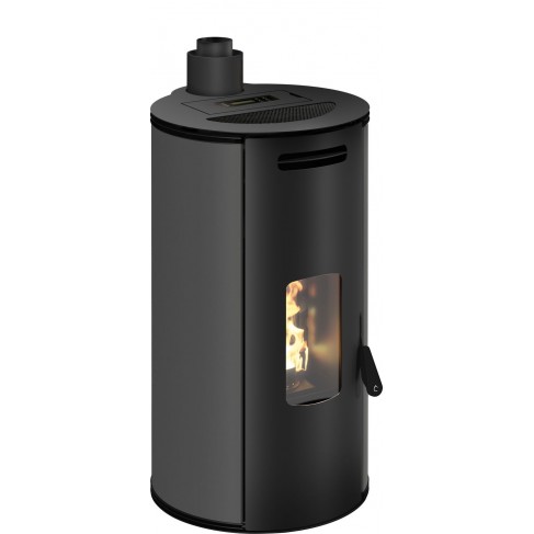 Stufa a pellet ermetica TermoVana Louvre 9 PJ Grafite Opaco con scarico Poujoulat, 8,8kW