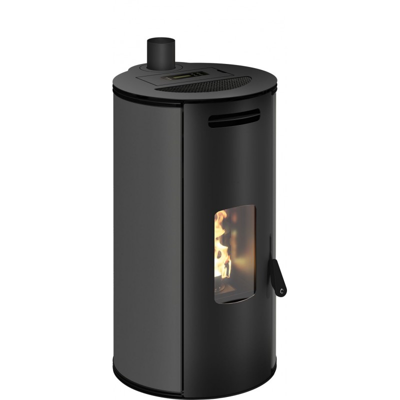 Stufa a pellet ermetica TermoVana Louvre 9 UP Grafite Opaco con sarico superiore, 8,8kW