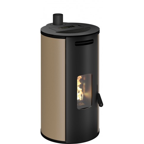 Stufa a pellet ermetica TermoVana Louvre 9 UP Tortora Vintage con sarico superiore, 8,8kW