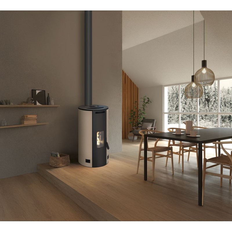 Stufa a pellet ermetica TermoVana Fancy 12 PJ Tortora Vintage canalizzabile con scarico superiore Poujoulat, 11kW Termovana - 6