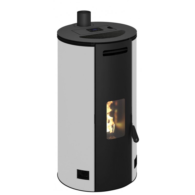Stufa a pellet ermetica TermoVana Fancy 12 UP Bianco Opaco canalizzabile con scarico superiore, 11kW