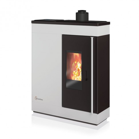 Stufa a pellet ermetica TermoVana Fine 14.3 PJ Bianco Opaco canalizzabile con scarico superiore, 13kW