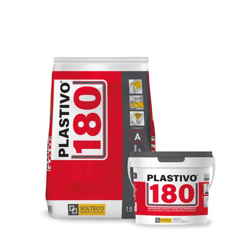 Plastivo Volteco 180 impermeabilizzante flessibile bicomponente (sacco 15 kg + liquido 5 kg) Volteco - 2