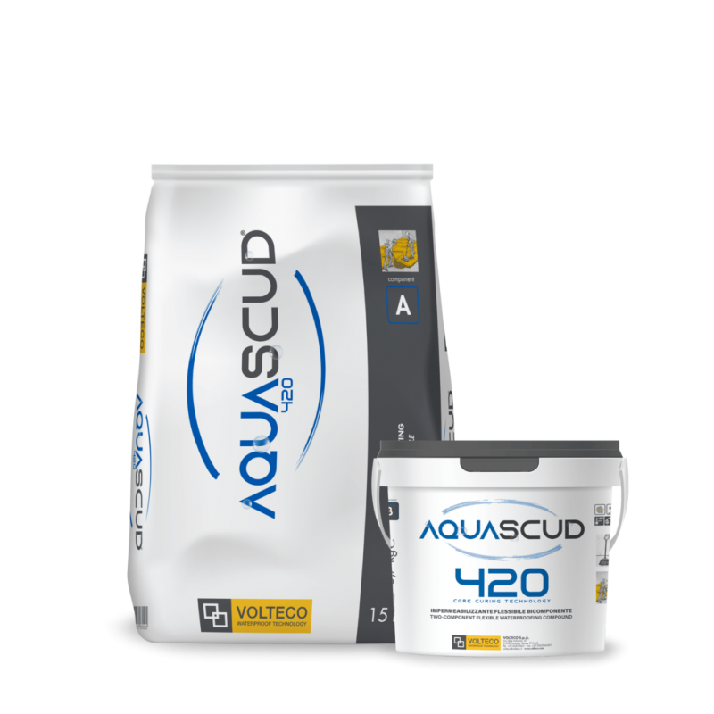 Aquascud Volteco 420 impermeabilizzante bicomponente (sacco 15 kg + liquido 5,7 kg) Volteco - 1