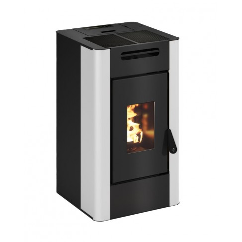 Stufa a pellet ermetica TermoVana Maria 9 BACK Bianco Opaco con uscita fumi posteriore, 8kW
