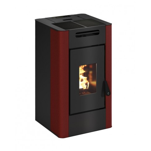 Stufa a pellet ermetica TermoVana Maria 9 BACK Bordeaux Vintage con uscita fumi posteriore, 8kW