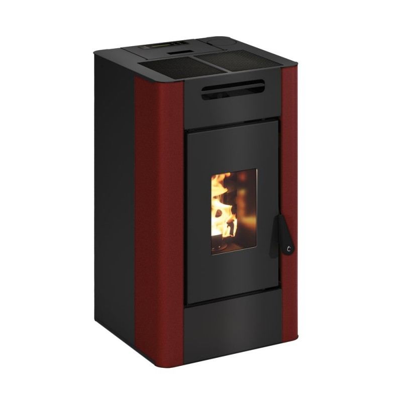 Stufa a pellet ermetica TermoVana Maria 9 BACK Bordeaux Vintage con uscita fumi posteriore, 8kW