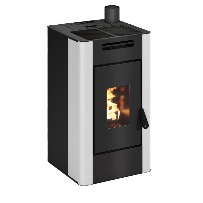 Stufa a pellet ermetica TermoVana Maria 9 UP Bianco Opaco con uscita fumi superiore, 8kW