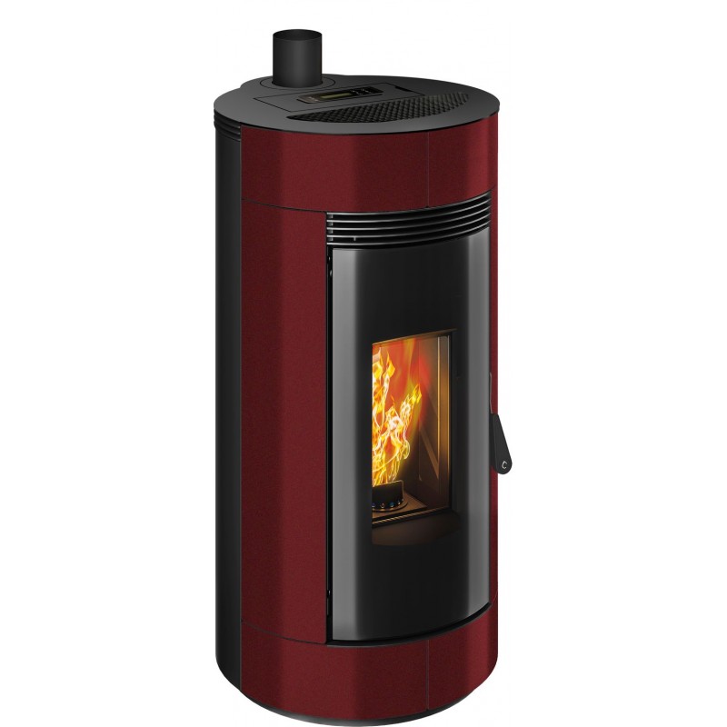 Stufa a pellet ermetica TermoVana Charly 9 UP Bordeaux Vintage con sarico superiore, 8,8kW