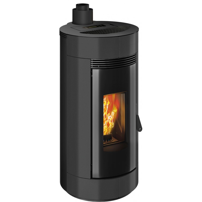 Stufa a pellet ermetica TermoVana Charly 9 PJ Grafite Opaco con scarico superiore Poujoulat, 8,8kW