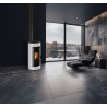 Stufa a pellet ermetica TermoVana Charly 9 PJ Bianco Opaco con scarico superiore Poujoulat, 8,8kW -1