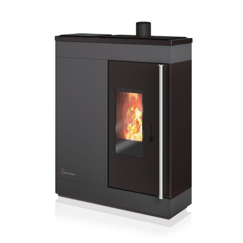 Stufa a pellet ermetica TermoVana Fine 14.3 UP Grafite Opaco canalizzabile con scarico superiore, 13kW