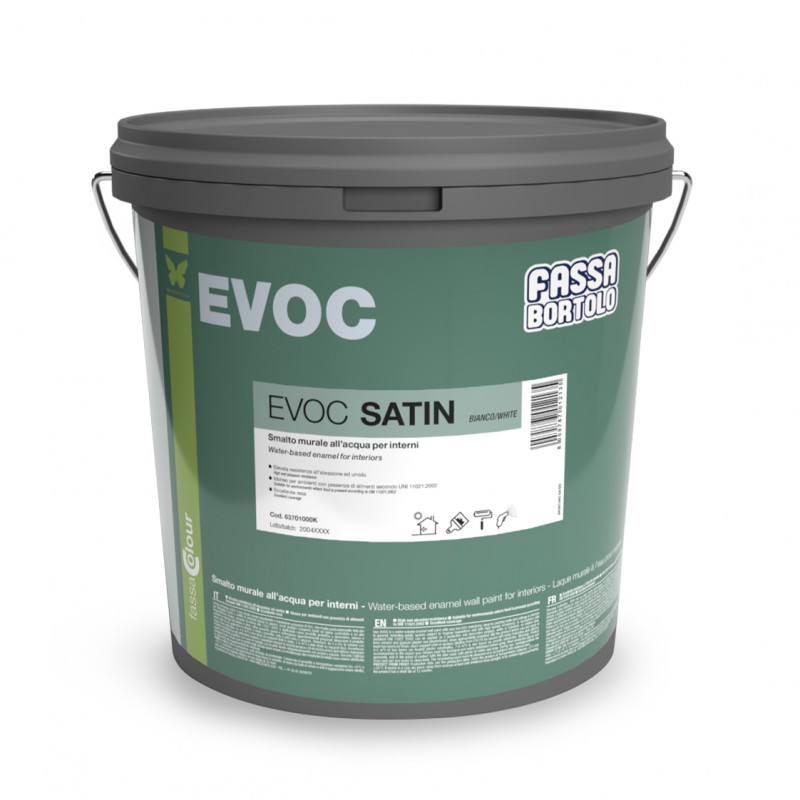 Smalto murale idrodiluibile satinato per interni bianco Fassa Bortolo EVOC SATIN (Secchio 10 lt)