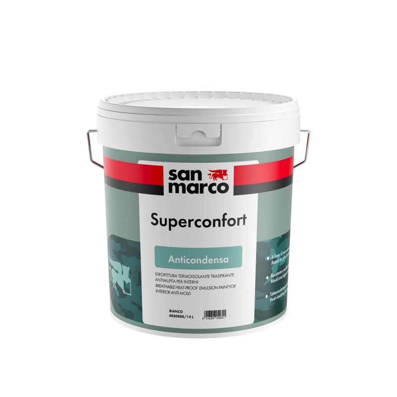 Idropittura anticondensa, termoisolante, antimuffa Superconfort San Marco per interni (Secchio da 1, 4, 10 o 14Lt)