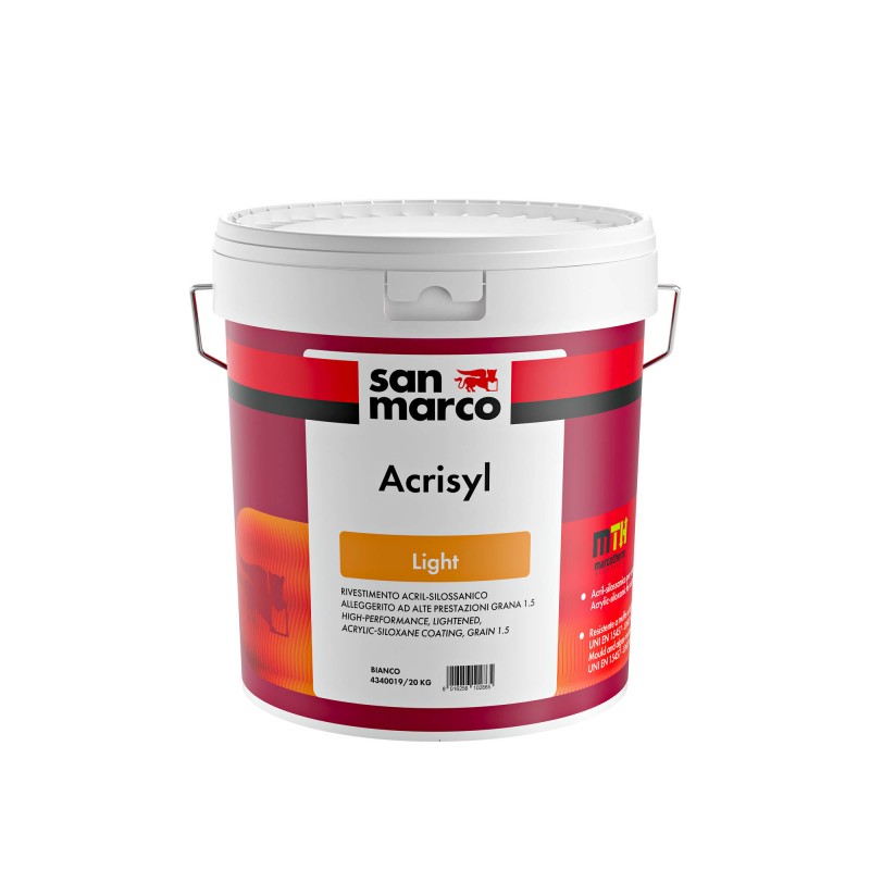 Rivestimento murale San Marco Acrisyl Light grana 1,2 alleggerito ad alte prestazioni (Secchio 20Kg)