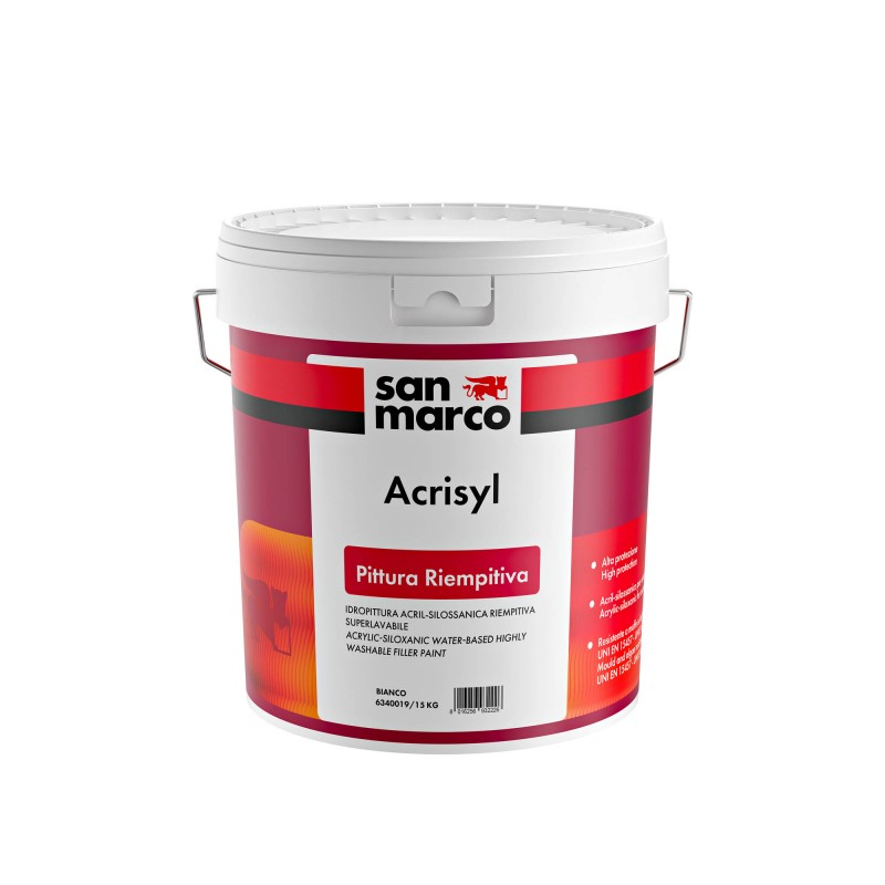 Pittura riempitiva San Marco Acrisyl superlavabile per esterno (Secchio 5 o 15 Litri) San Marco - 1