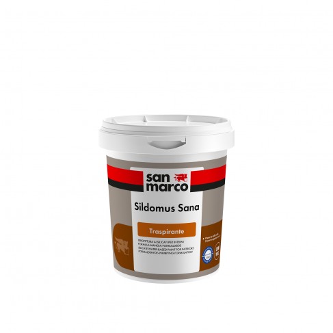 Idropittura traspirante antimuffa Sildomus Sana San Marco bianca per interni (Secchio da 4 o 14Lt)