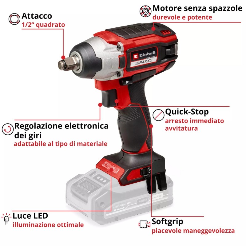 EINHELL Avvitatore ad impulsi a batteria IMPAXXO 18/230