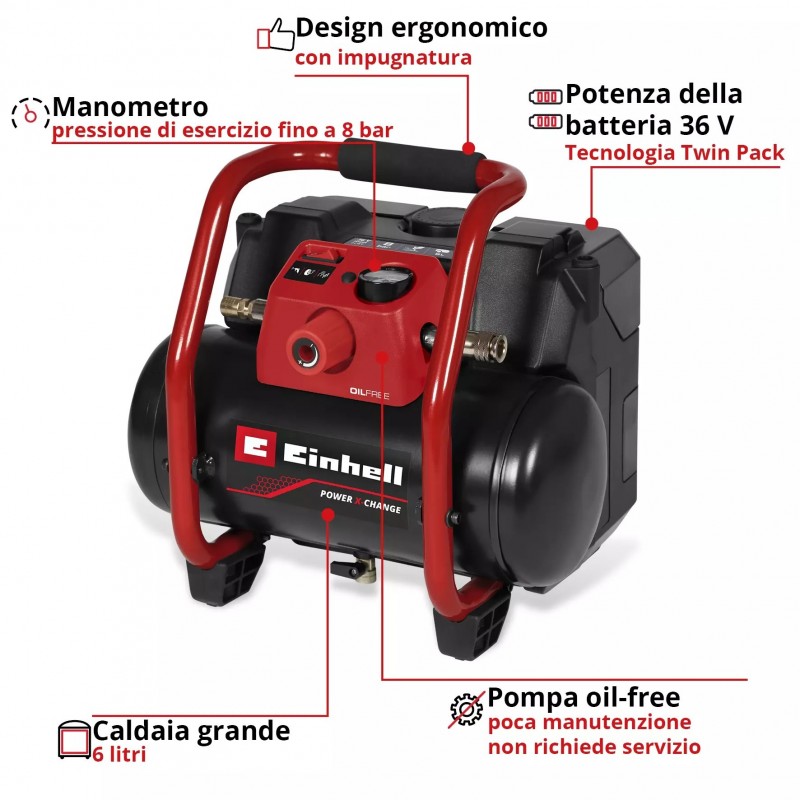 EINHELL COMPRESSORE A BATTERIA TE-AC 36/150 Li OF-Solo