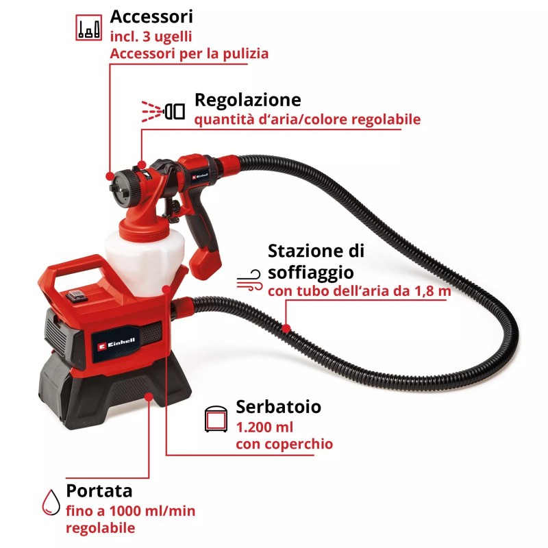 EINHELL PISTOLA A SPRUZZO A BATTERIA TE-SY 18/90 Li-Solo